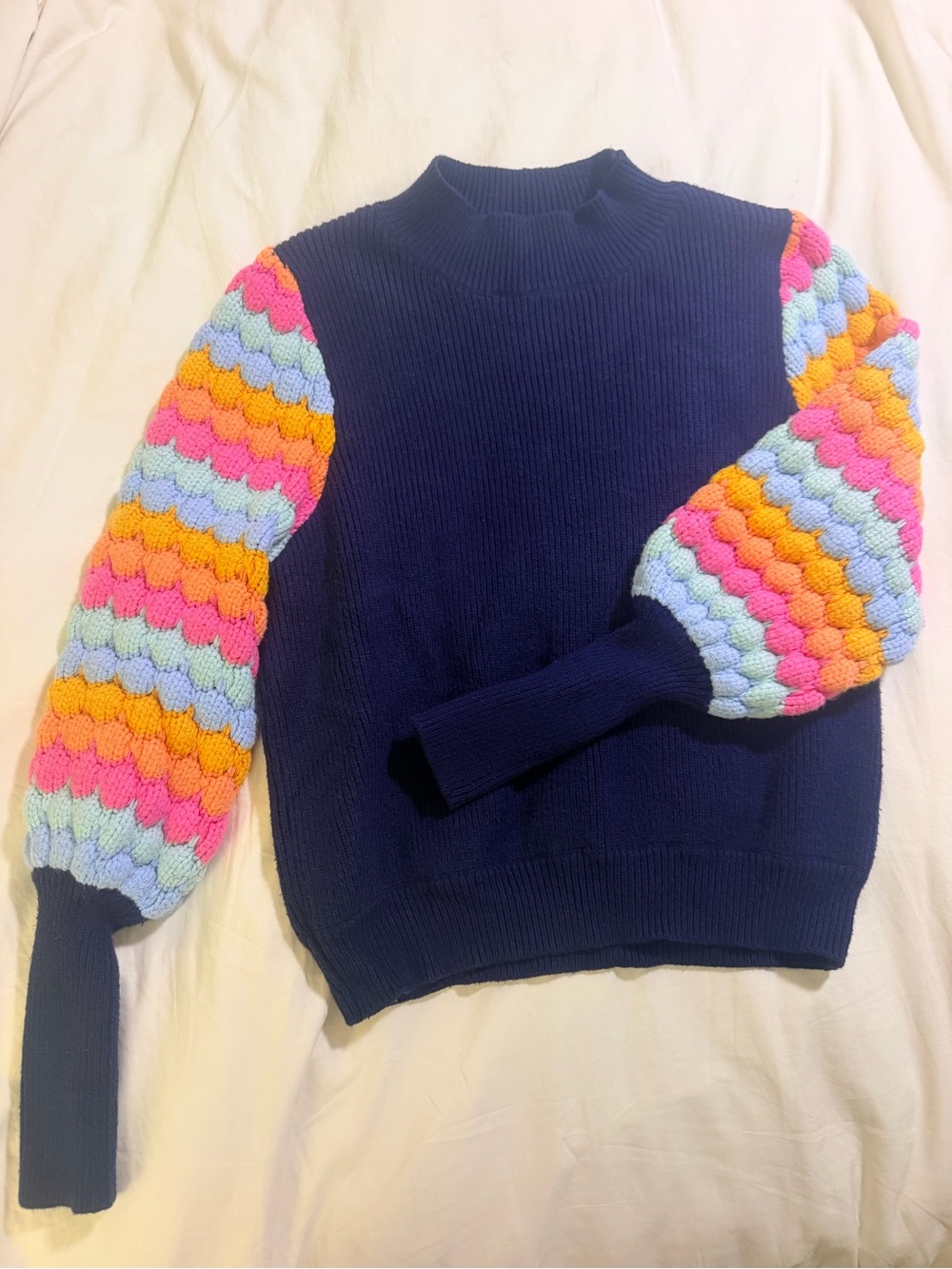 THML Color Me Happy Sweater, Size XS Adorable Puff Sleeves